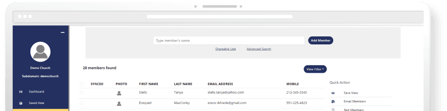 Churchease Dashboard Mockup